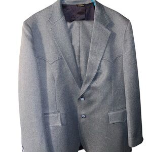 VTG 70's WESTERN WEAR LEVIS SUIT JACKET 46R PANTS 40 x 31 light blue denim color